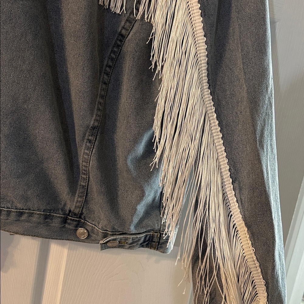 Elia Cher Classic Denim fringe Jacket xl - Picture 8 of 8